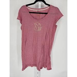 VS Women's Pink Striped Short Cap Sleeve Scoop-Neck Nightgown Sleep Shirt Sz M